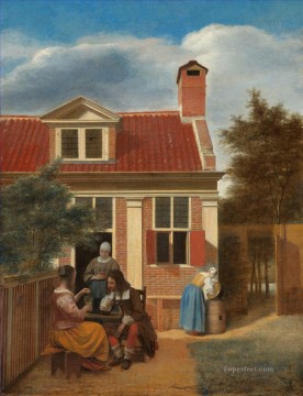 Pieter de Hooch Painting - Village House genre Pieter de Hooch